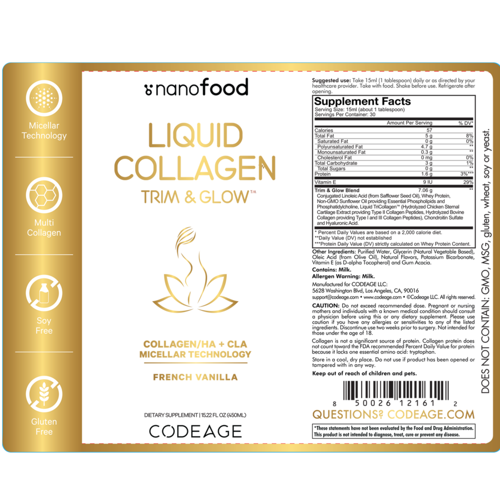 Product image for Collagen/HA + CLA - Vanilla Liquid.