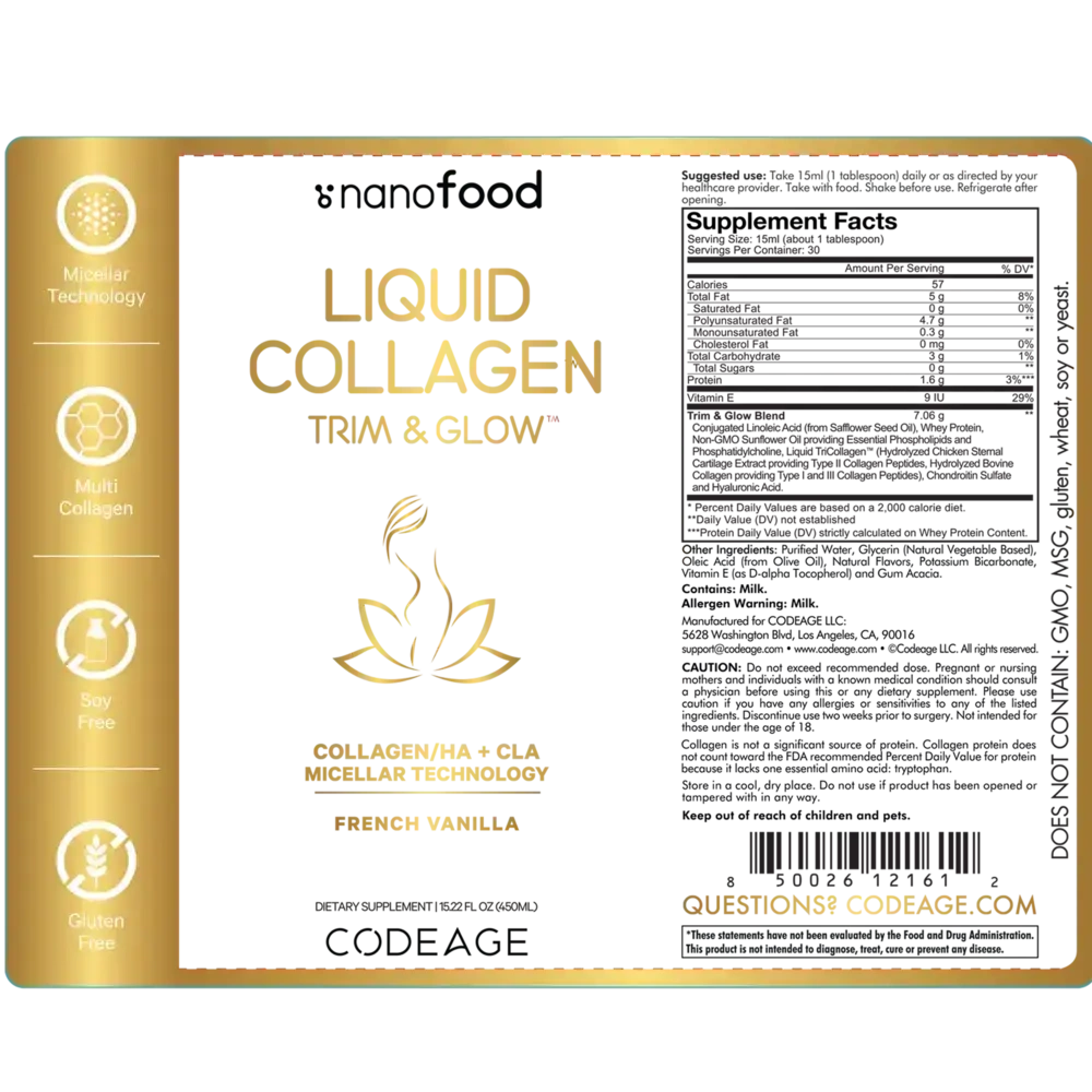 Product image for Collagen/HA + CLA - Vanilla Liquid.