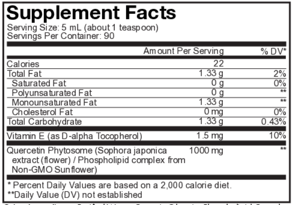 Product image for Nanofood Liquid Quercetin Phytosome.