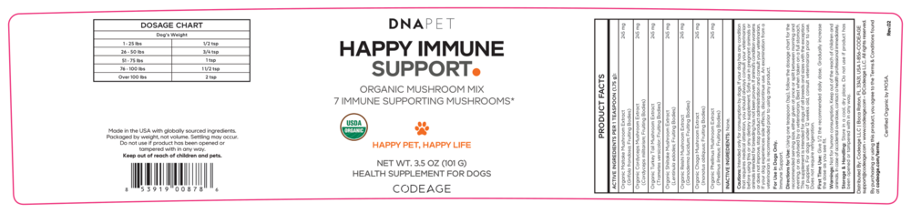 Product image for DNA PET Happy Immunity USDA Organic.