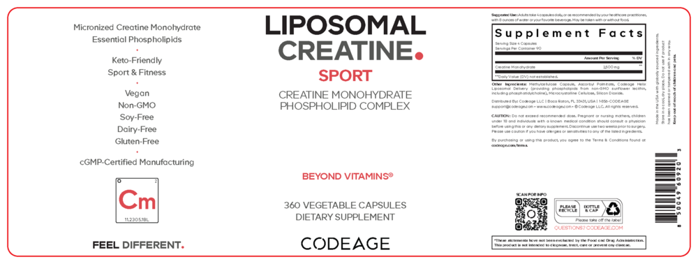 Product image for Liposomal Creatine Monohydrate Phospholipid Complex Capsules.