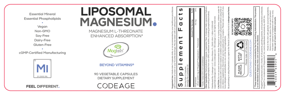Product image for Liposomal Magnesium L-Threonate.