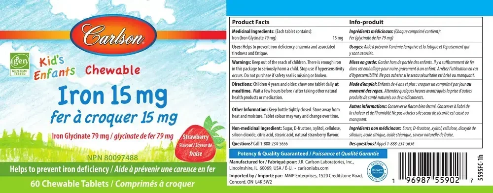 Product image for Kids Chewable Iron 15mg.