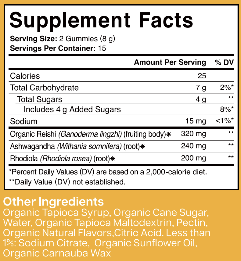 Product image for Reishi+Ashwagandha Stress Support Gummy, Strawberry Flavor.