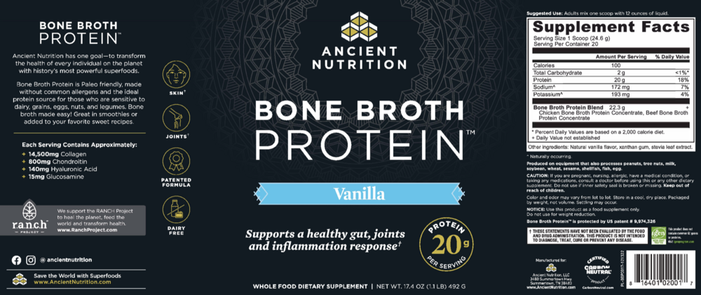 Product image for Bone Broth Protein Vanilla.
