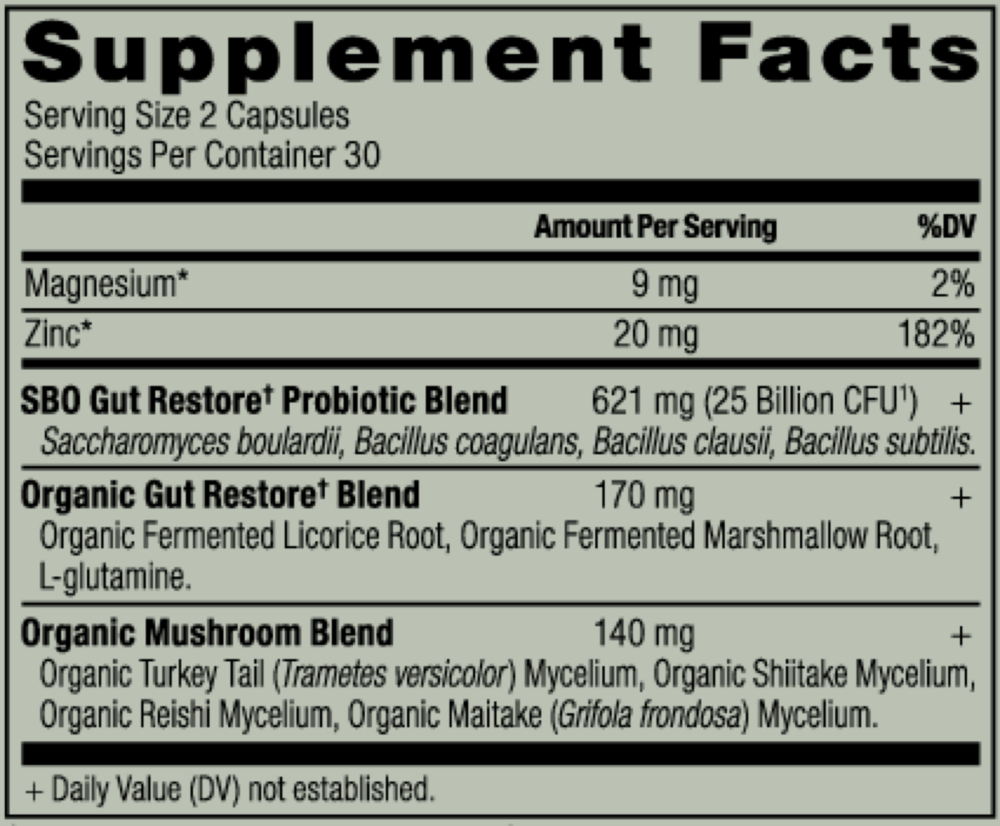 Product image for SBO Probiotic Gut Restore.