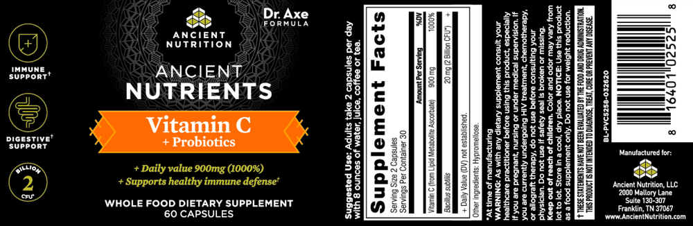 Product image for Vitamin C + Probiotics.