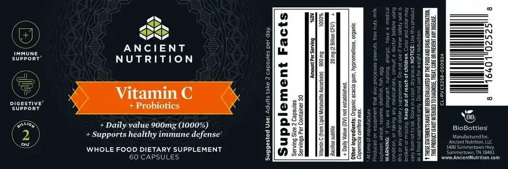 Product image for Vitamin C + Probiotics.