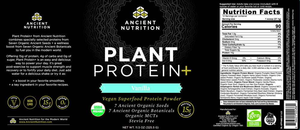 Product image for Plant Protein+ Vanilla.