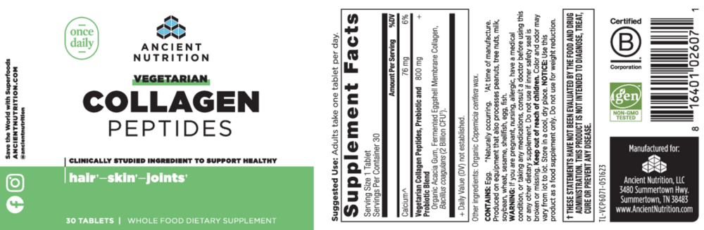 Product image for Vegetarian Collagen Peptides Tablets.