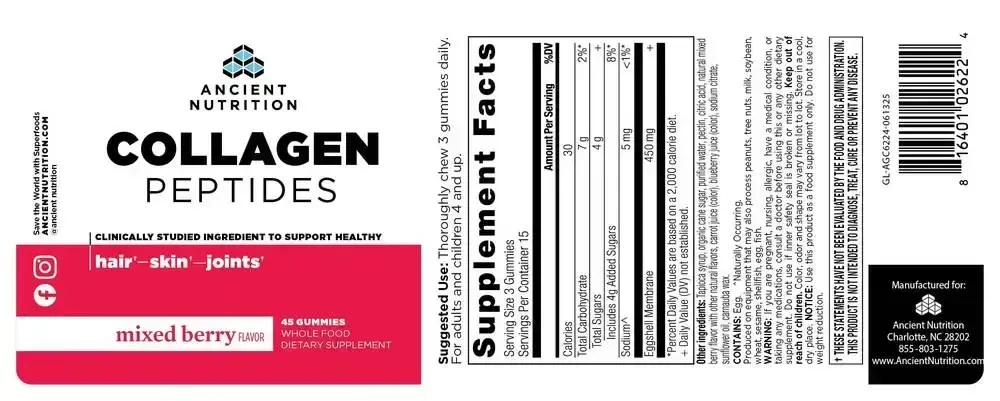 Product image for Collagen Peptides Gummies, Mixed Berry.