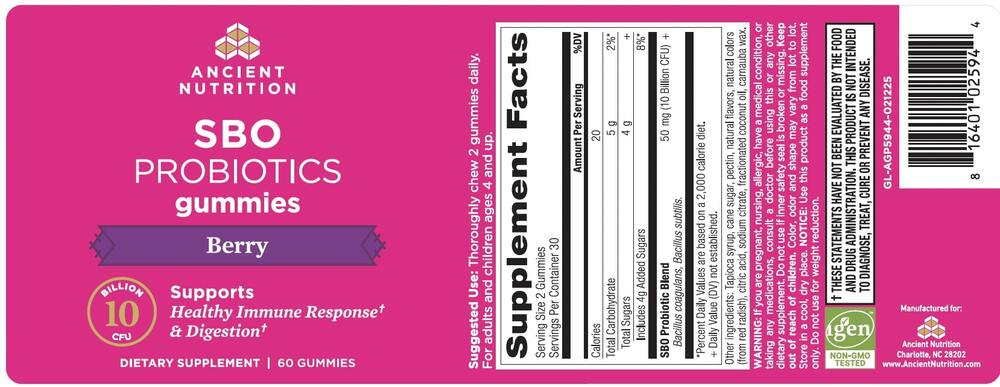 Product image for SBO Probiotic Gummies, Berry.