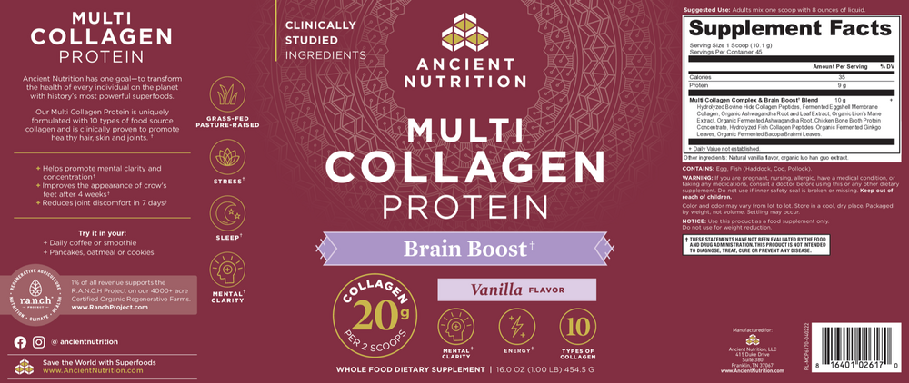 Product image for Multi Collagen Protein - Brain Boost Powder Vanilla.