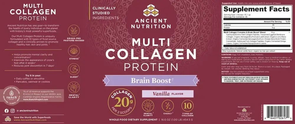 Product image for Multi Collagen Protein - Brain Boost Powder Vanilla.