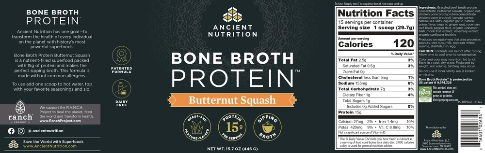 Product image for Bone Broth Protein Butternut Squash.