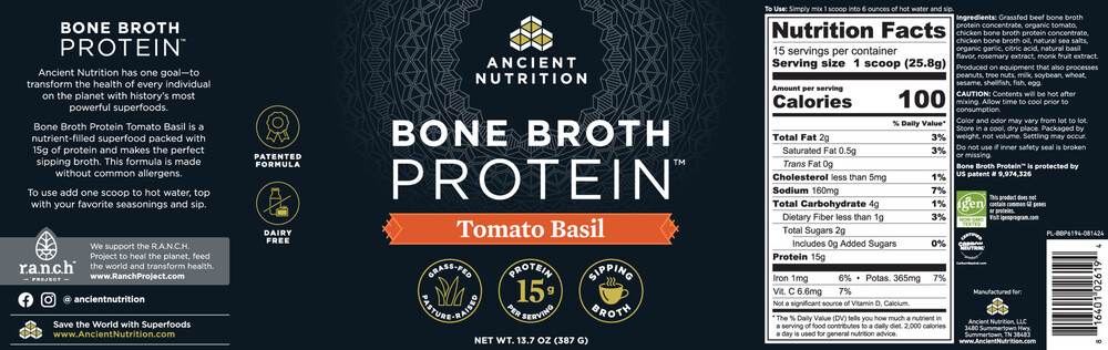 Product image for Bone Broth Protein Tomato Basil.