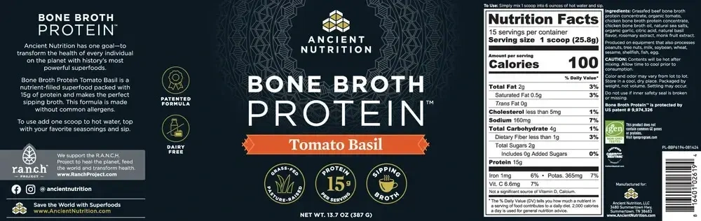 Product image for Bone Broth Protein Tomato Basil.