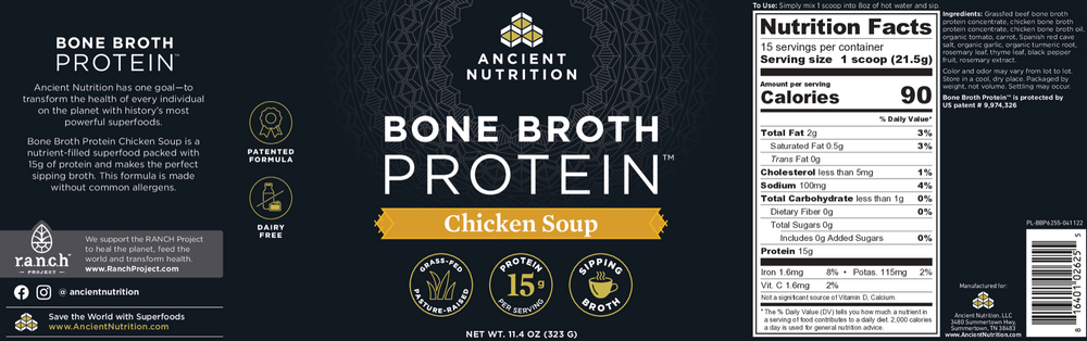 Product image for Bone Broth Protein - Chicken Soup.