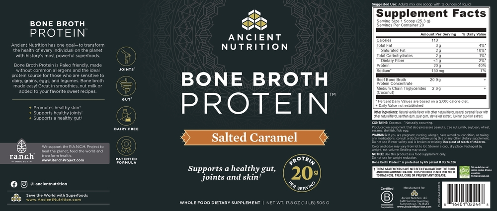 Product image for Bone Broth Protein Salted Caramel.