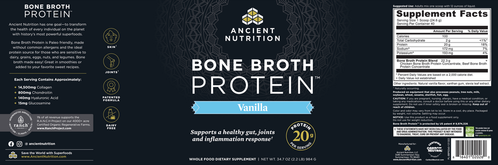 Product image for Bone Broth Protein Vanilla.
