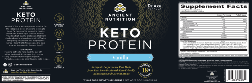 Product image for Keto Protein Vanilla.