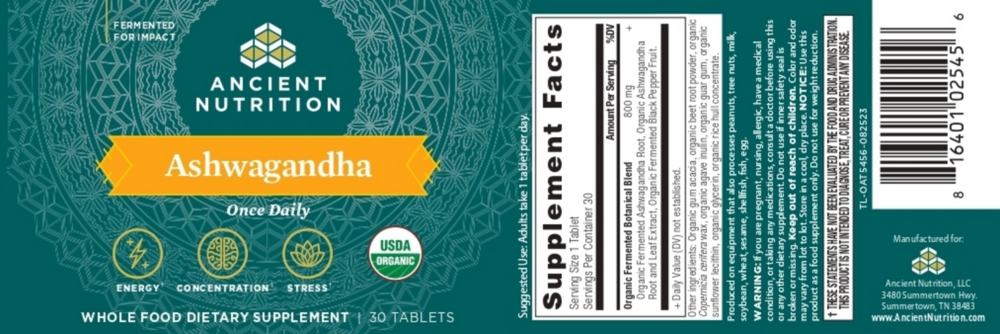 Product image for Organic Ashwagandha Tablet.