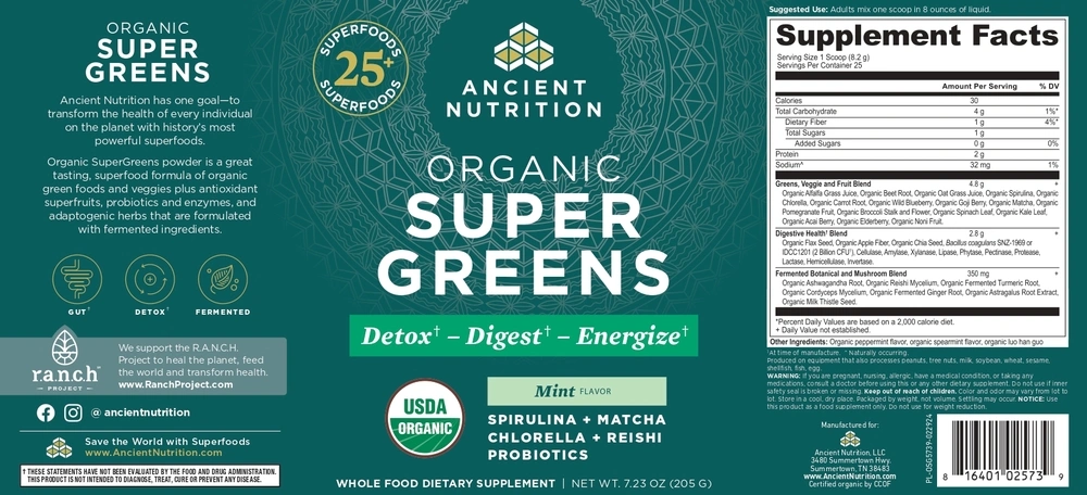 Product image for Organic SuperGreens Powder - Mint.