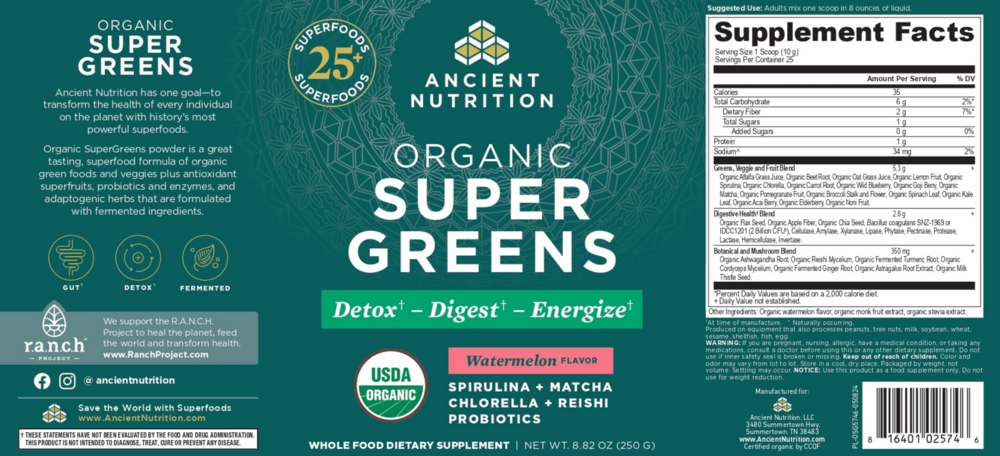 Product image for Organic SuperGreens Powder - Watermelon.