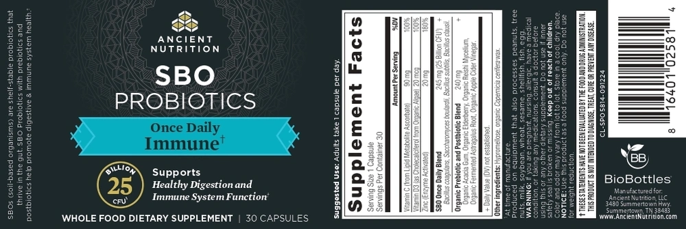 Product image for SBO Probiotics Immune Once Daily.