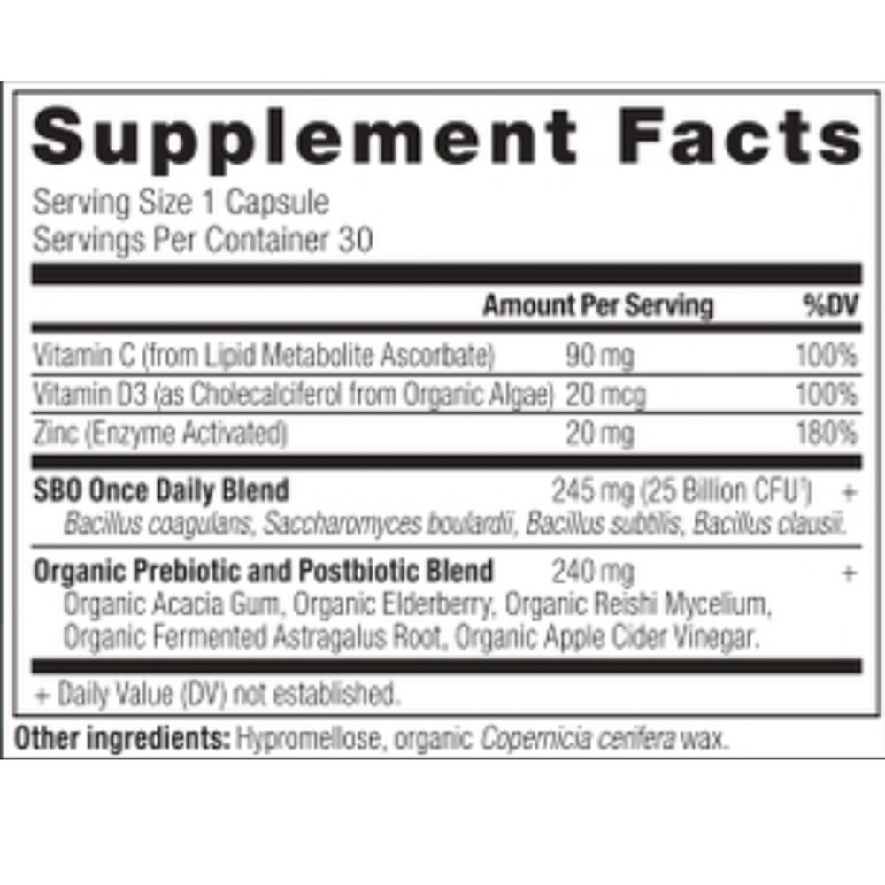 Product image for SBO Probiotics Immune Once Daily.
