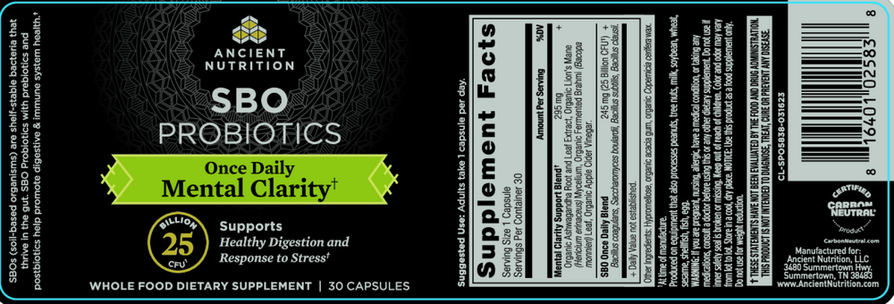 Product image for SBO Probiotics Mental Clarity.