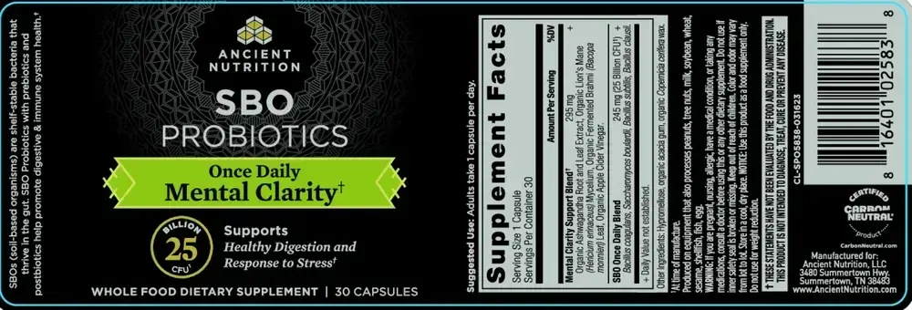 Product image for SBO Probiotics Mental Clarity.