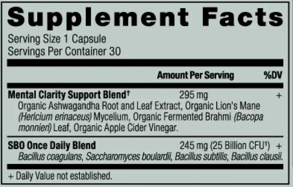 Product image for SBO Probiotics Mental Clarity.
