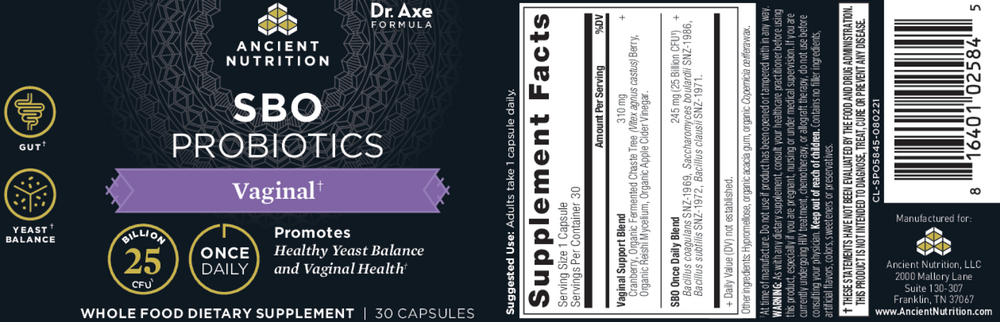 Product image for SBO Probiotics Vaginal.
