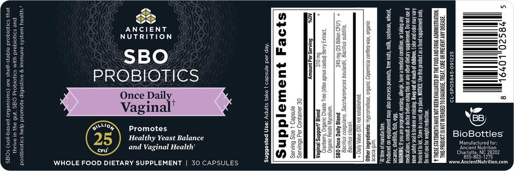 Product image for SBO Probiotics Vaginal Once Daily.