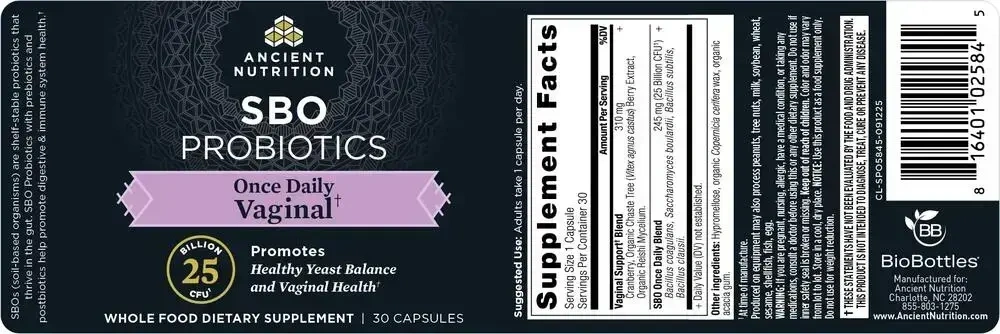Product image for SBO Probiotics Vaginal Once Daily.