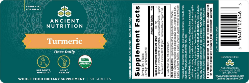 Product image for Organic Turmeric Tablet.