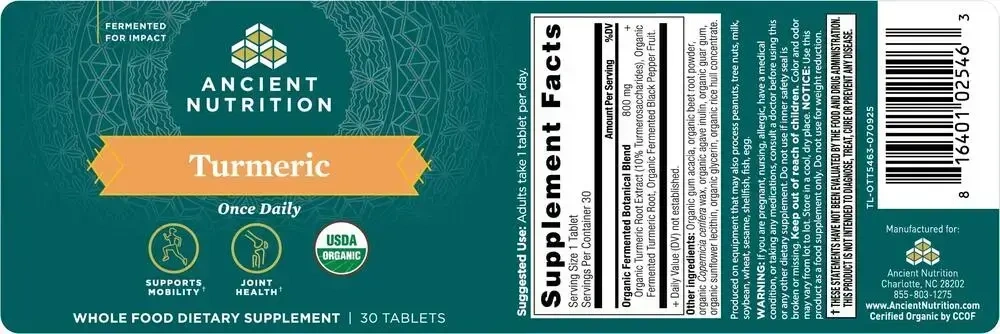 Product image for Organic Turmeric Tablet.