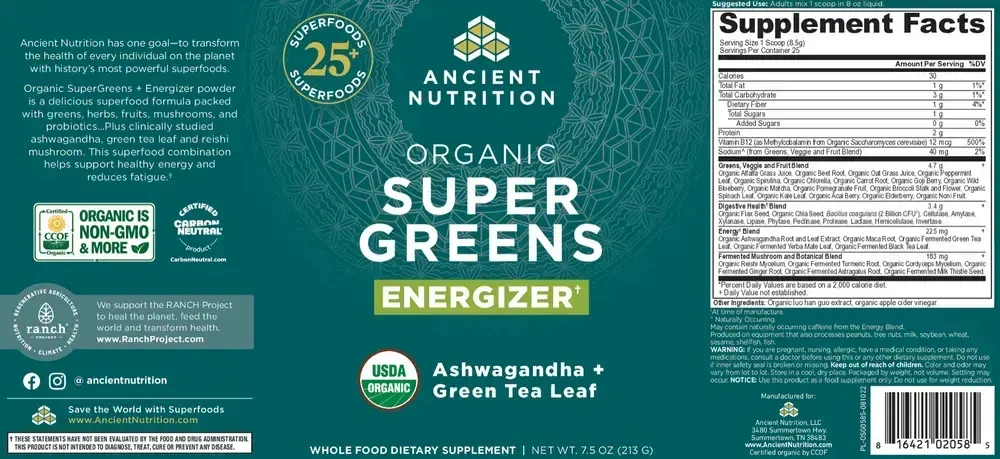 Product image for Organic SuperGreens Energizer - Powder.
