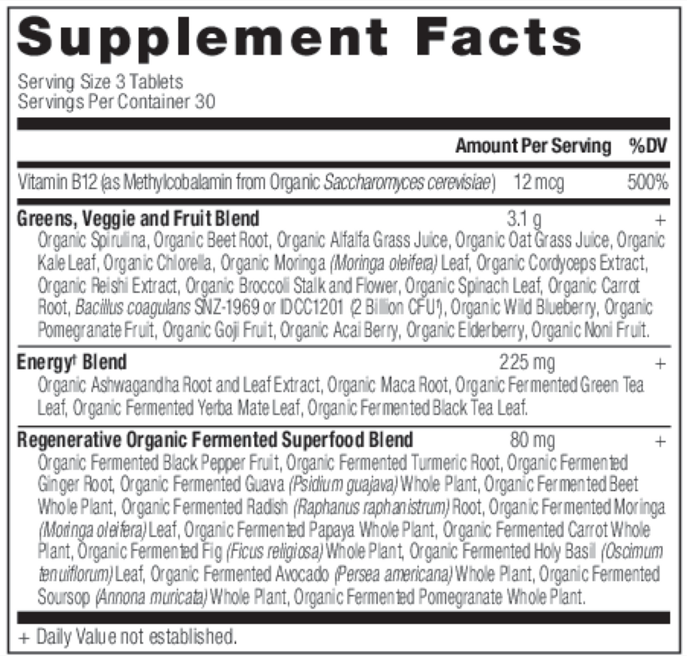 Product image for Organic SuperGreens Energizer - Tablet.