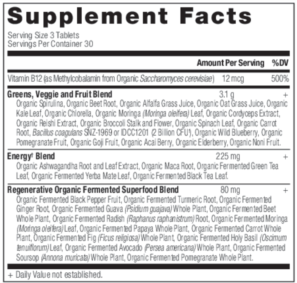 Product image for Organic SuperGreens Energizer - Tablet.