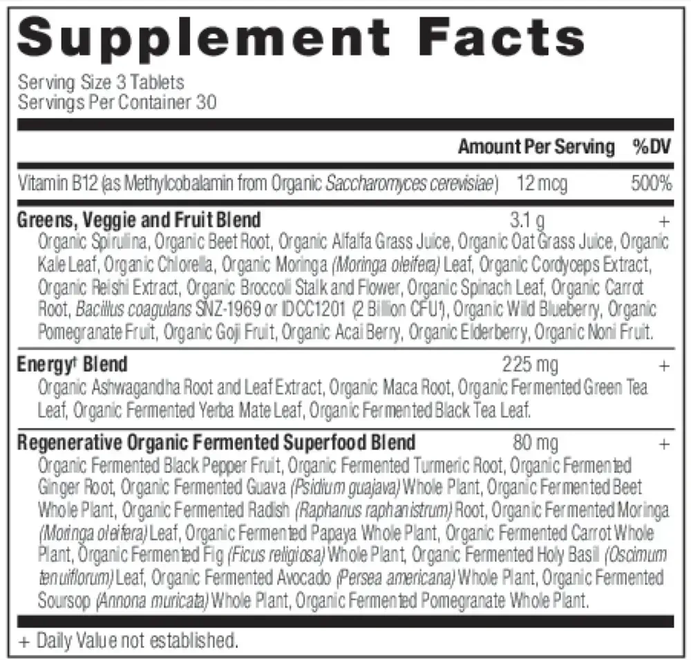Product image for Organic SuperGreens Energizer - Tablet.