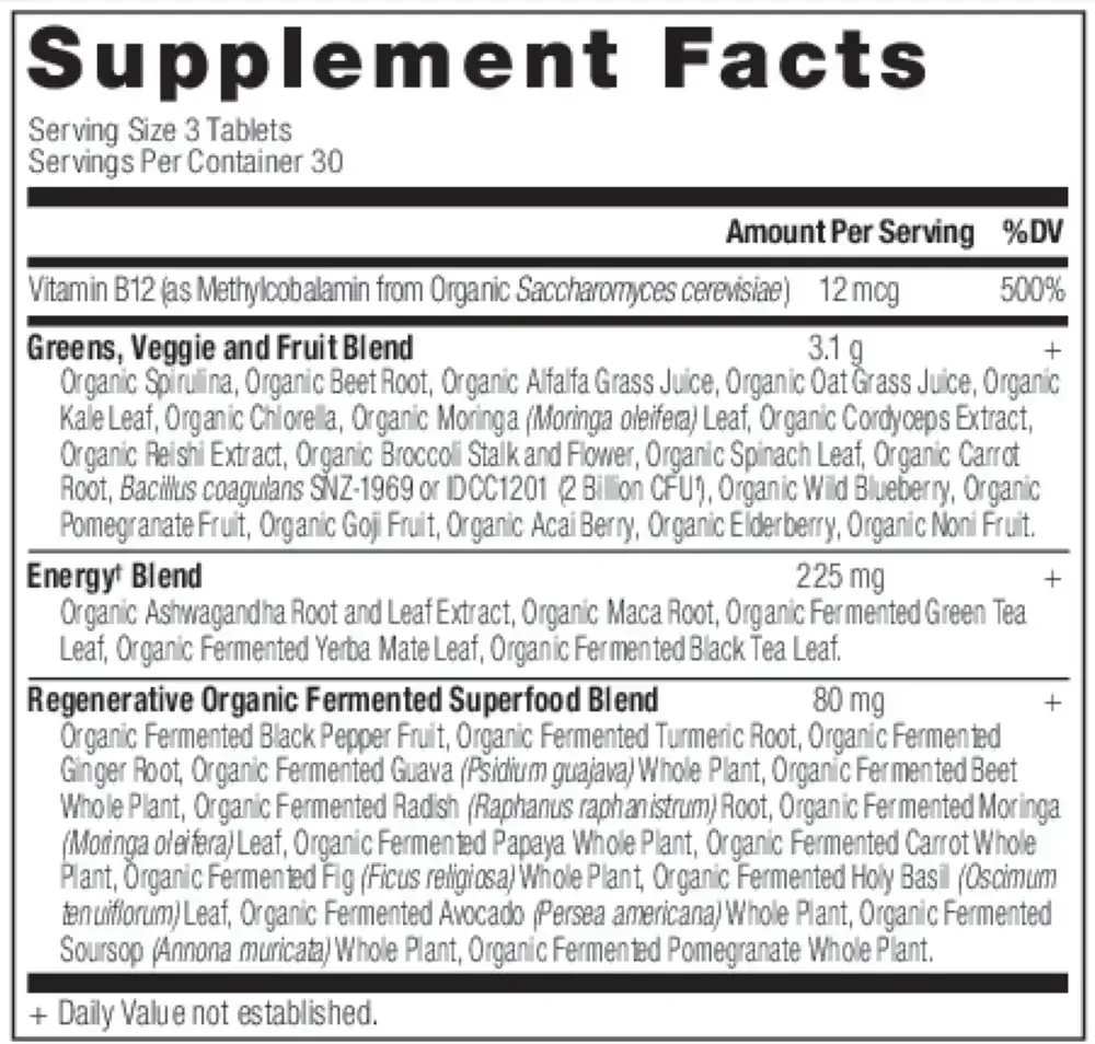 Product image for Organic SuperGreens Energizer - Tablet.