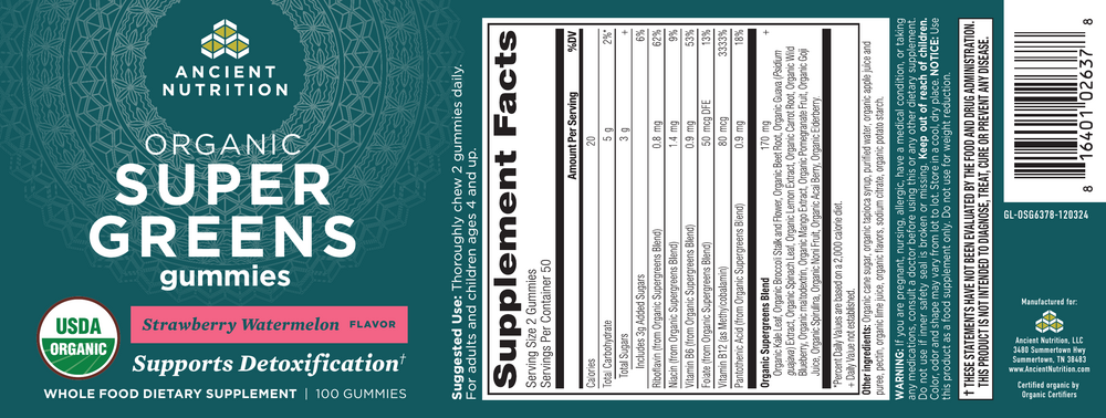 Product image for Organic SuperGreens, Strawberry Watermelon.