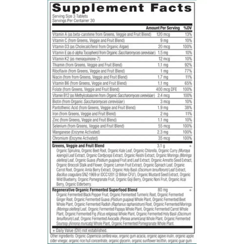 Product image for Organic SuperGreens + Multivitamin Tablets.