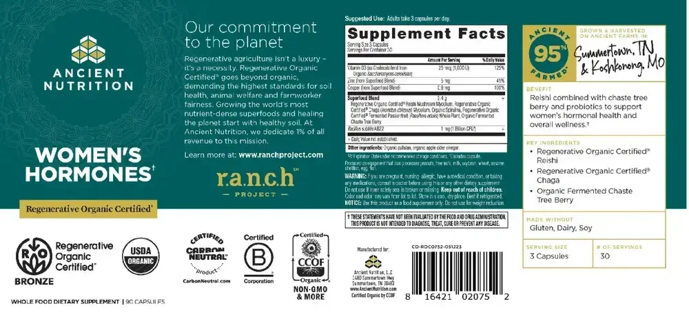 Product image for Regenerative Organic Certified Women's Hormones.