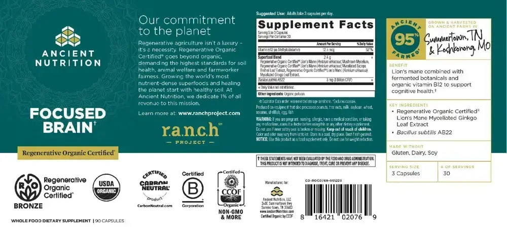 Product image for Regenerative Organic Certified Focused Brain.