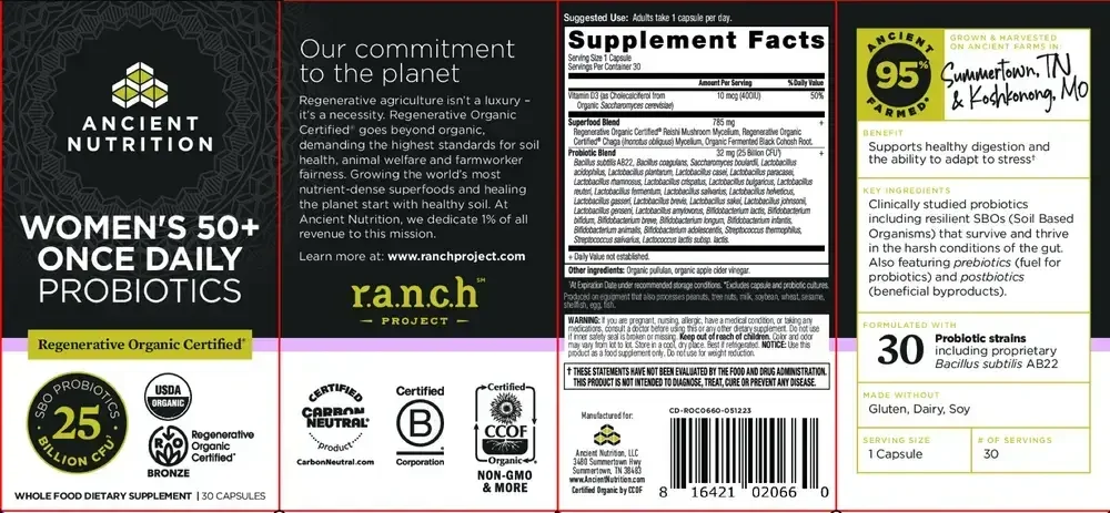 Product image for Regenerative Organic Certified Women's 50+ Once Daily 25B.