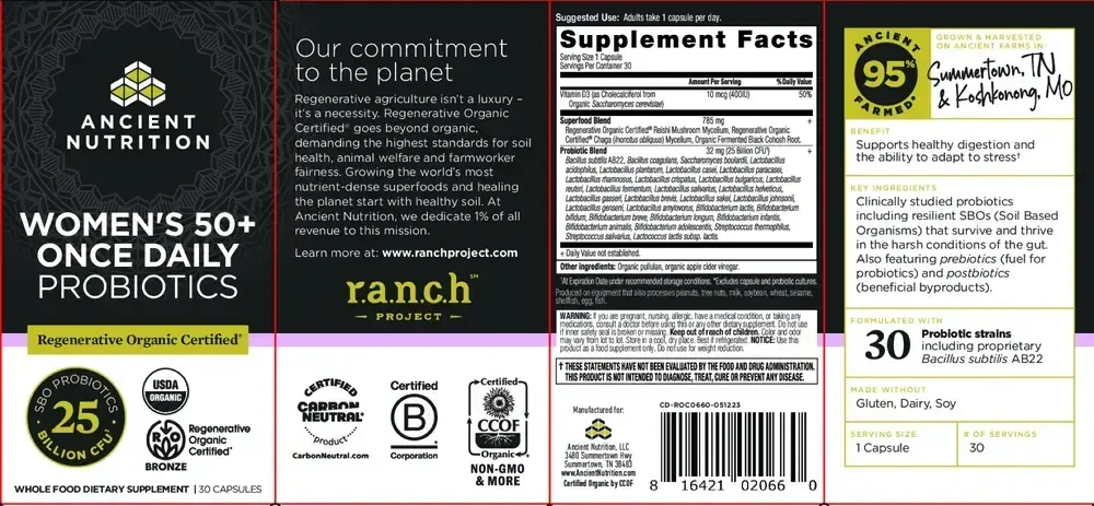 Product image for Regenerative Organic Certified Women's 50+ Once Daily 25B.