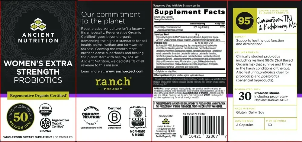 Product image for Regenerative Organic Certified Women's Extra Strength Probiotics 50B.